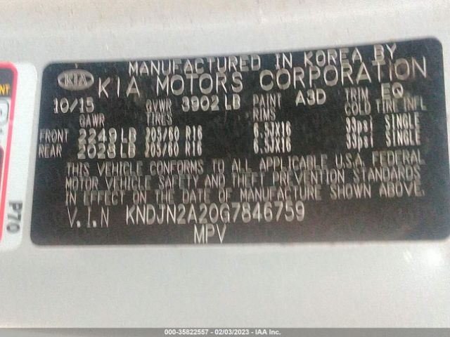 KNDJN2A20G7846759 KIA Soul Base