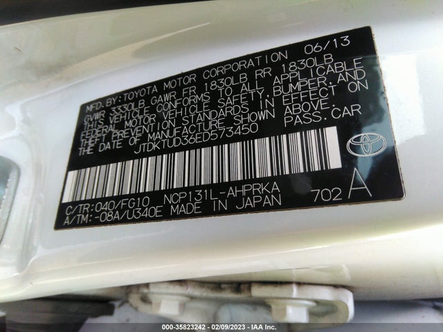 2014 Toyota Yaris, VIN: JTDKTUD36ED573450