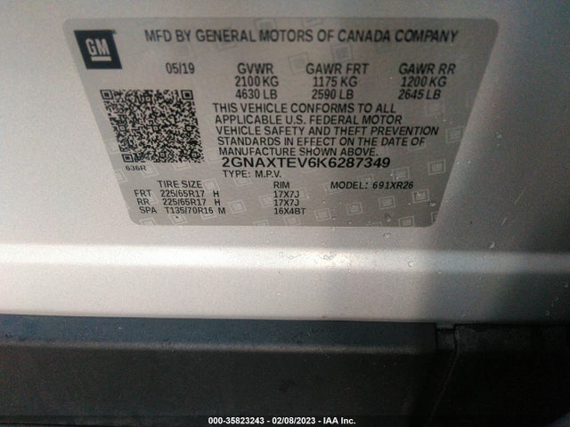 Chevrolet EQUINOX LT 2019 2GNAXTEV6K6287349 Image 10