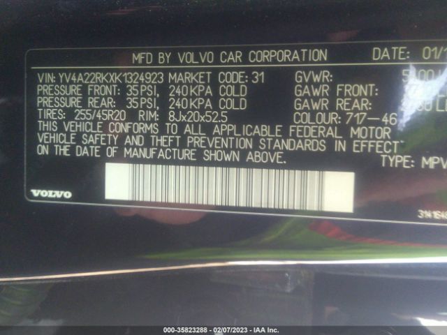 YV4A22RKXK1324923 Volvo Xc60 Momentum