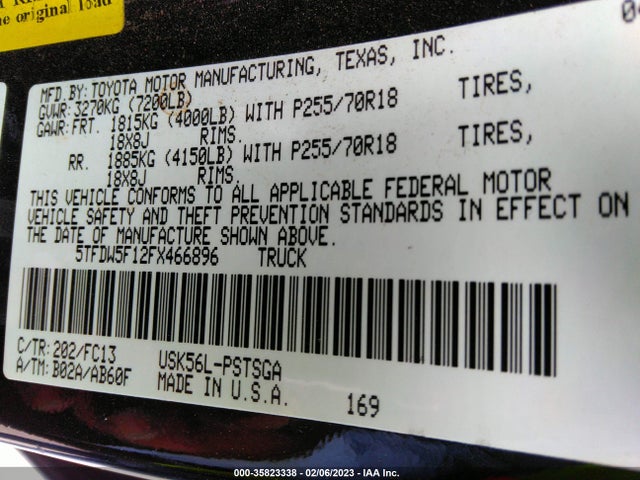 2015 Toyota Tundra, VIN: 5TFDW5F12FX466896