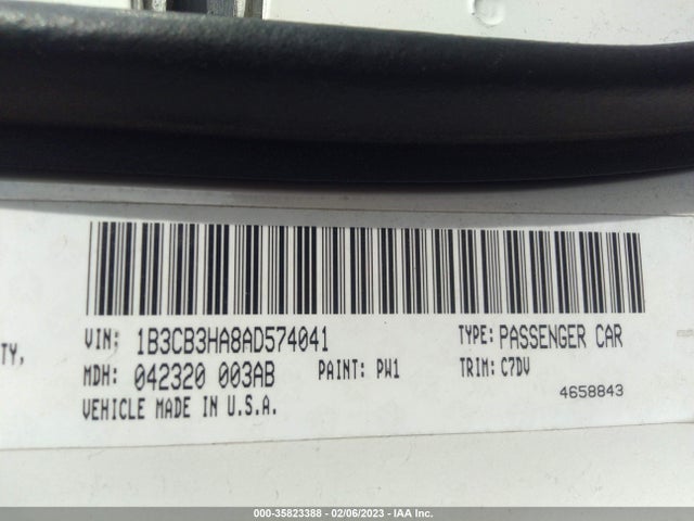 2010 DODGE CALIBER MAINSTREET VIN: 1B3CB3HA8AD574041