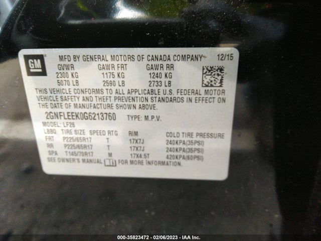 Chevrolet EQUINOX LS 2016 2GNFLEEK0G6213760 Image 10