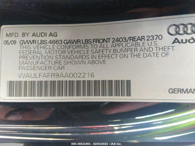 WAULFAFR9AA002216 Audi A5 2.0l Premium Plus