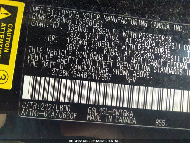 2T2BK1BA4BC117857 Lexus RX 350