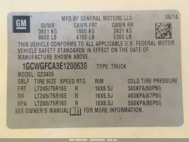 2014 Chevrolet Express, VIN: 1GCWGFCA3E1200630