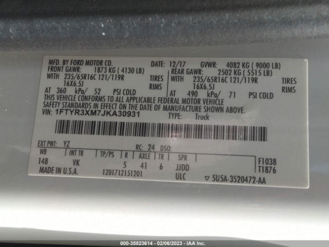 2018 FORD TRANSIT-250 1FTYR3XM7JKA30931 Photo 8