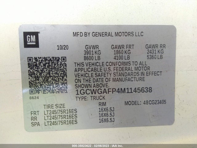 Chevrolet EXPRESS CARGO VAN 2021 1GCWGAFP4M1145638 Image 10