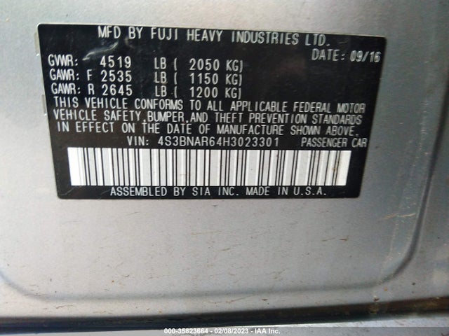 2017 Subaru Legacy, VIN: 4S3BNAR64H3023301