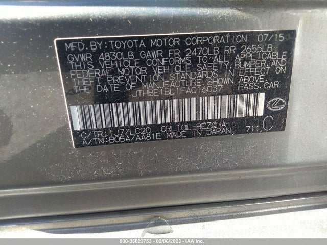 2015 Lexus GS, VIN: JTHBE1BL1FA016037