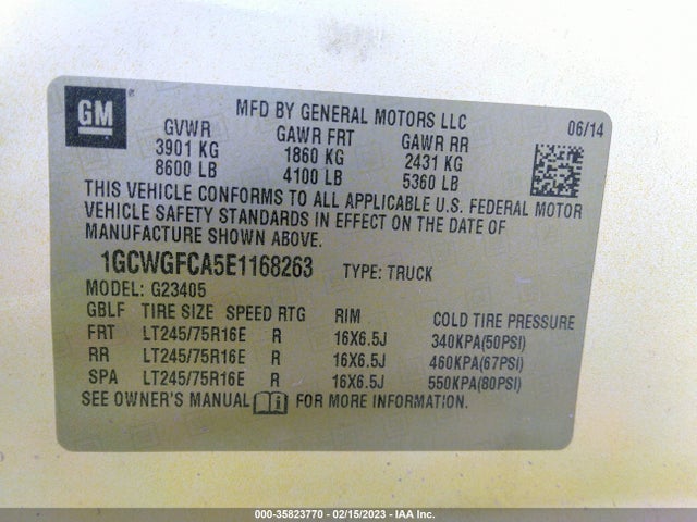2014 Chevrolet Express, VIN: 1GCWGFCA5E1168263