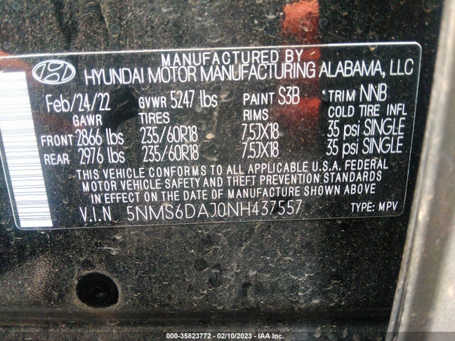 Hyundai Santa Fe Xrt 2022 5NMS6DAJ0NH437557 Image 10