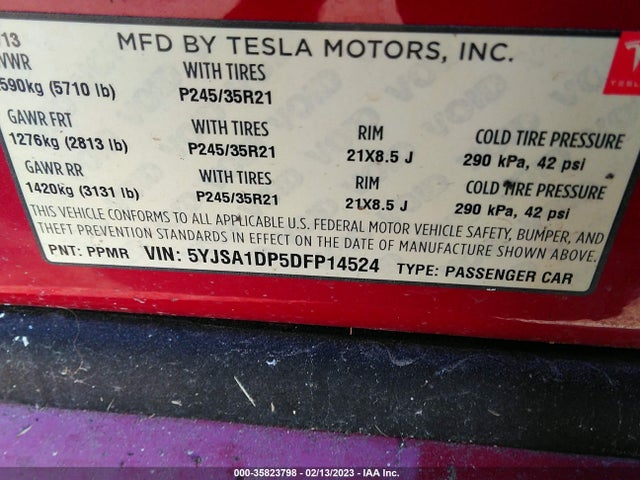 Tesla Model S Performance 2013 5YJSA1DP5DFP14524 Image 10