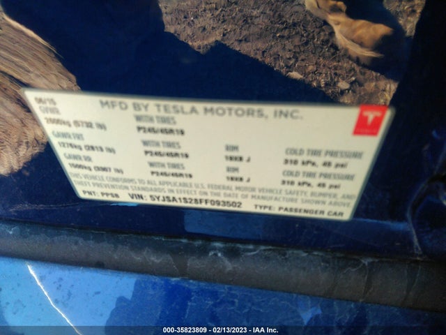 2015 Tesla Model S, VIN: 5YJSA1S28FF093502