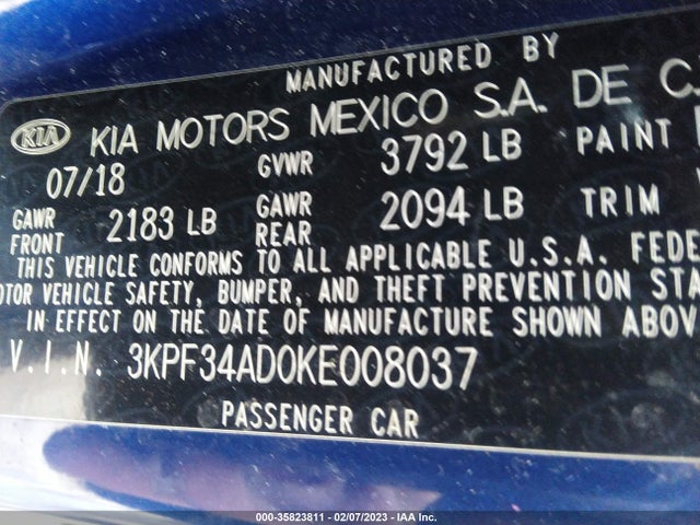 KIA FORTE S 2019 3KPF34AD0KE008037 Image 9