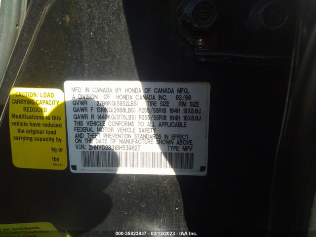 Aukcja sprzedaży 2008 Acura Mdx Tech Pkg, vin: 2HNYD28318H539827, numer aukcji: 35823837