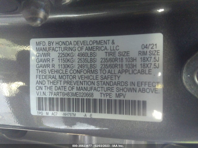 2021 Honda CR-V, VIN: 7FART6H83ME020668