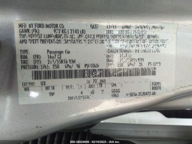 1FADP3F21GL259473 Ford FOCUS SE
