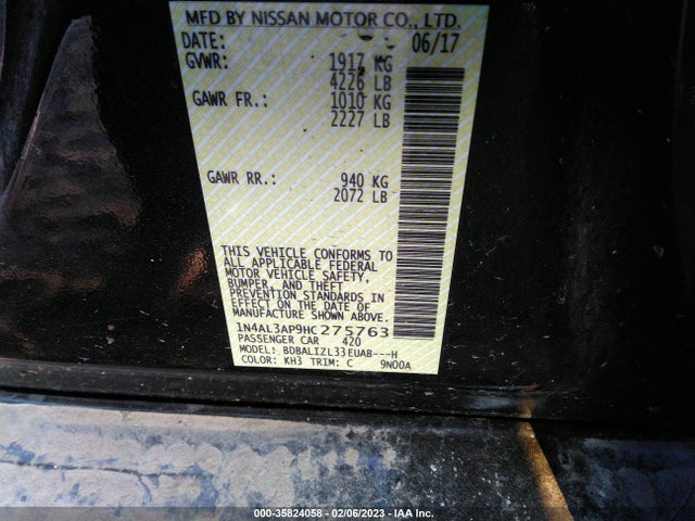 Nissan Altima 2.5 Sv 2017 1N4AL3AP9HC275763 Image 9