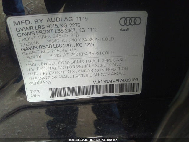 WA17NAF48LA033109 Audi A4 Allroad Premium