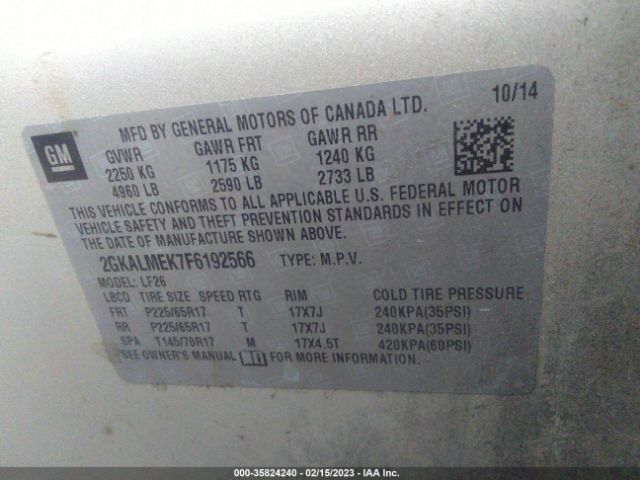 2GKALMEK7F6192566 GMC Terrain Sle
