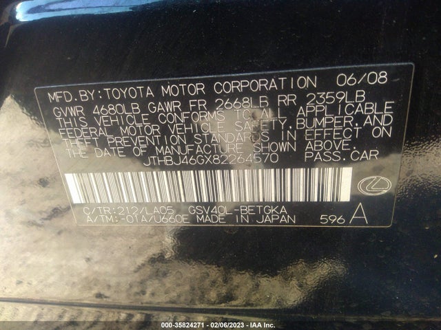 JTHBJ46GX82264570 Lexus ES 350