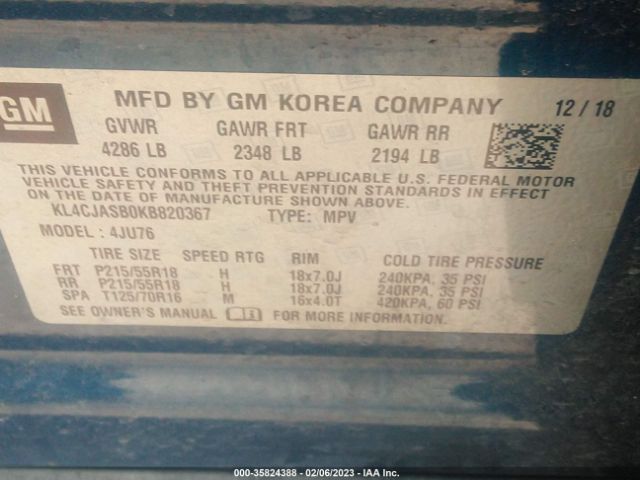KL4CJASB0KB820367 Buick Encore Fwd Preferred