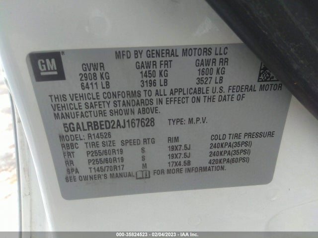 2010 BUICK ENCLAVE CXL W/1XL VIN: 5GALRBED2AJ167628