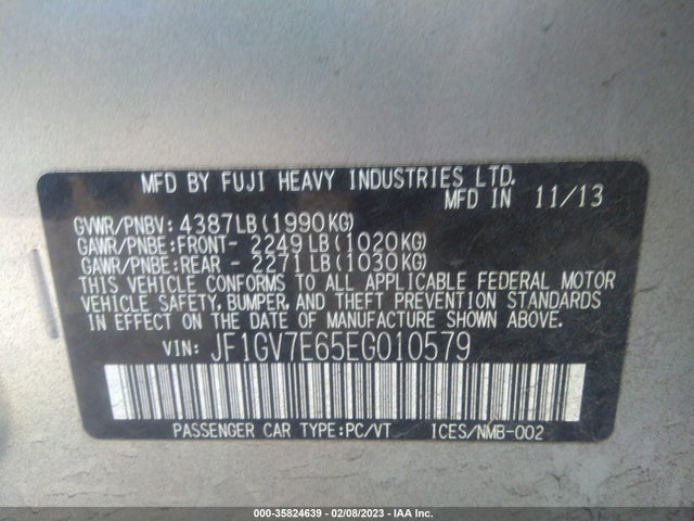 Subaru IMPREZA SEDAN WRX 2014 JF1GV7E65EG010579 Image 9