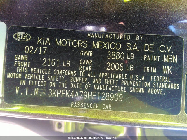2017 KIA FORTE LX VIN: 3KPFK4A79HE128909