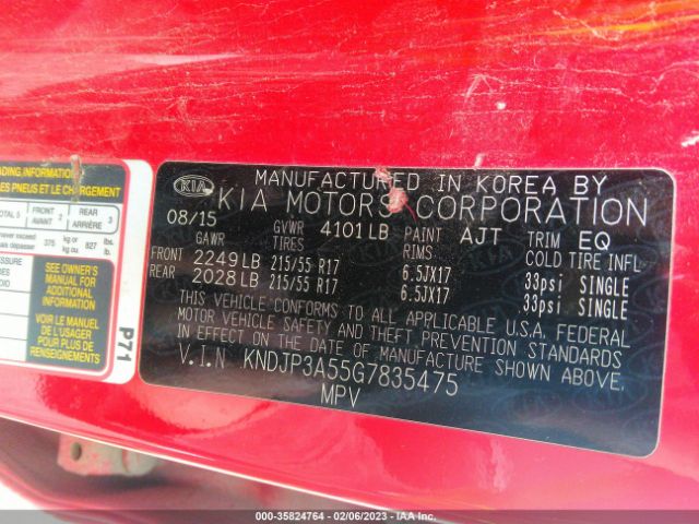 KNDJP3A55G7835475 KIA SOUL +