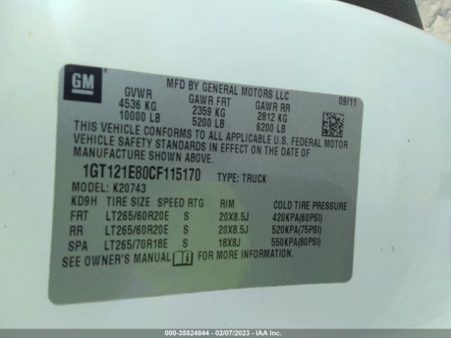 1GT121E80CF115170 GMC Sierra 2500hd Slt