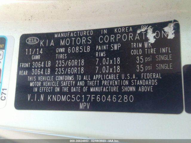 KNDMC5C17F6046280 KIA Sedona Sx