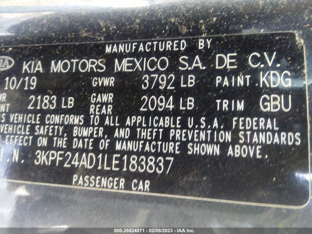 2020 Kia Forte, VIN: 3KPF24AD1LE183837