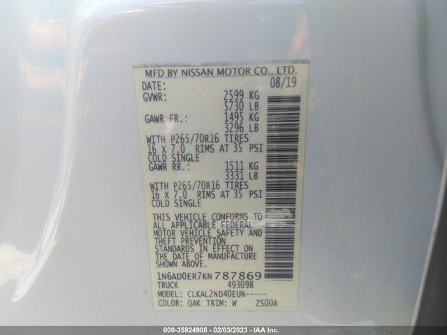Nissan Frontier Sv 2019 1N6AD0ER7KN787869 Image 10