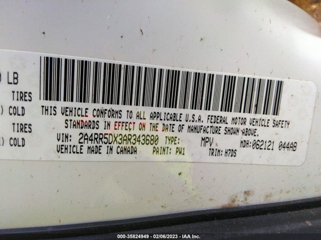 2010 CHRYSLER TOWN & COUNTRY TOURING VIN: 2A4RR5DX3AR343680