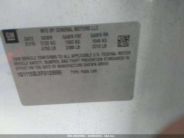 2015 Chevrolet Impala, VIN: 1G1115SLXFU120999