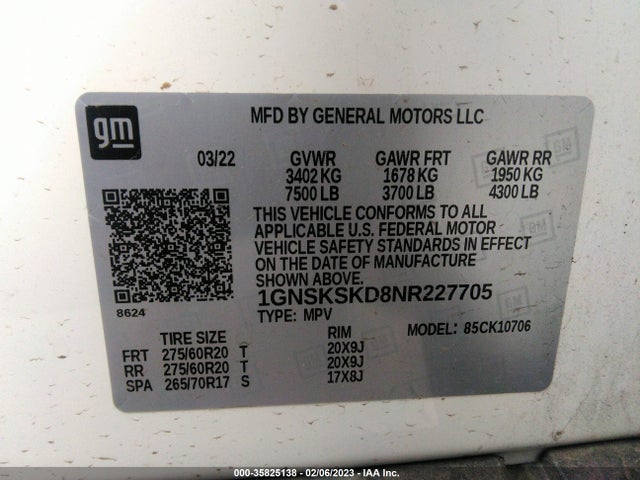 Chevrolet Tahoe Premier 2022 1GNSKSKD8NR227705 Image 10