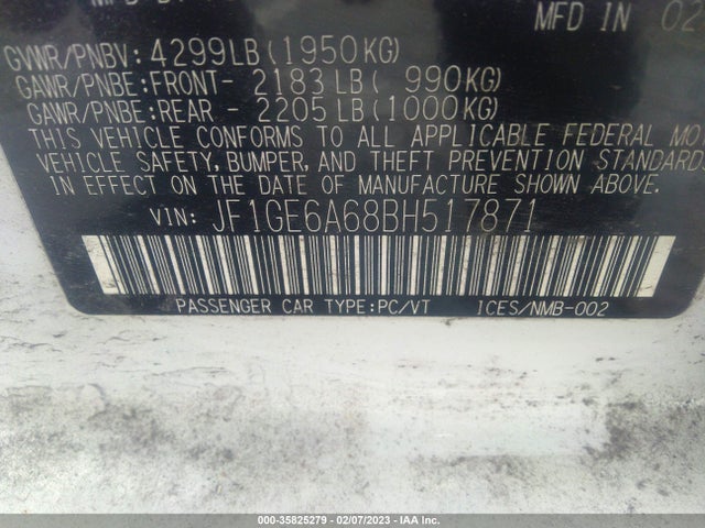 Subaru Impreza Sedan 2.5i 2011 JF1GE6A68BH517871 Image 10