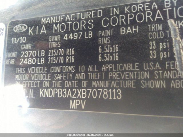 KNDPB3A2XB7078113 KIA Sportage Lx