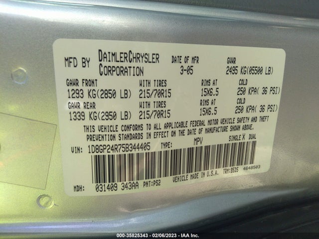 Dodge Grand Caravan Se 2005 1D8GP24R75B344405 Image 10