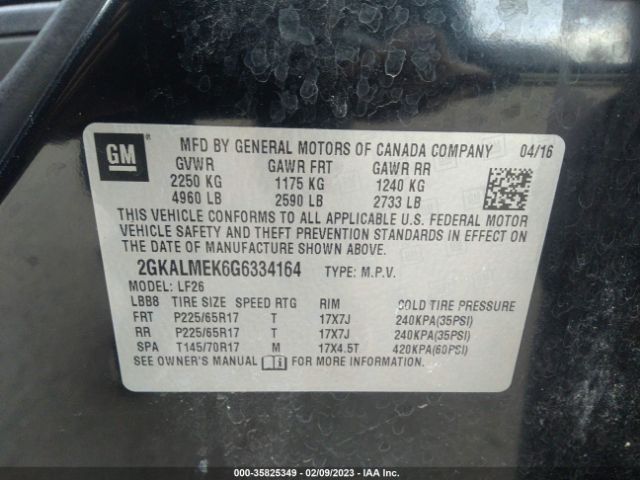 2GKALMEK6G6334164 GMC Terrain Sle