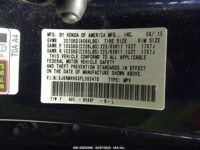 Honda CR-V EX 2015 5J6RM4H55FL095479 Image 9