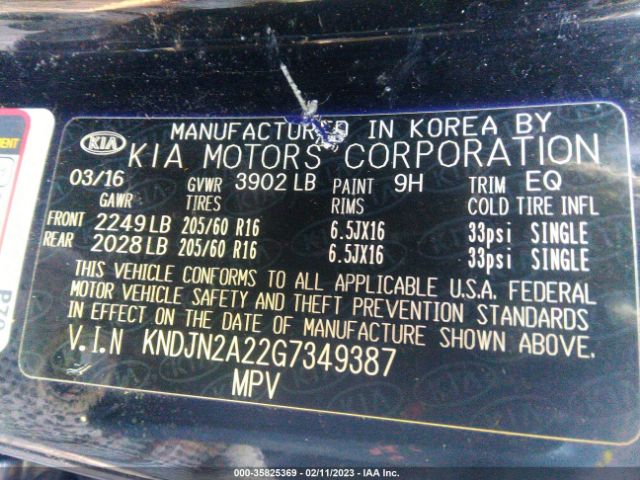 KNDJN2A22G7349387 KIA Soul Base