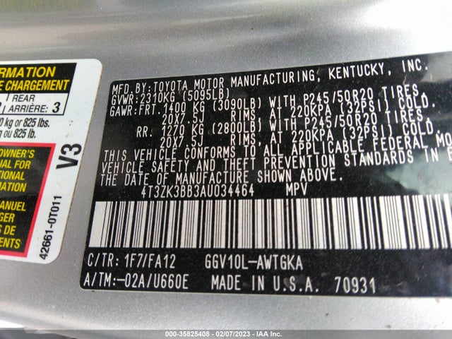 Toyota Venza 2010 4T3ZK3BB3AU034464 Image 9