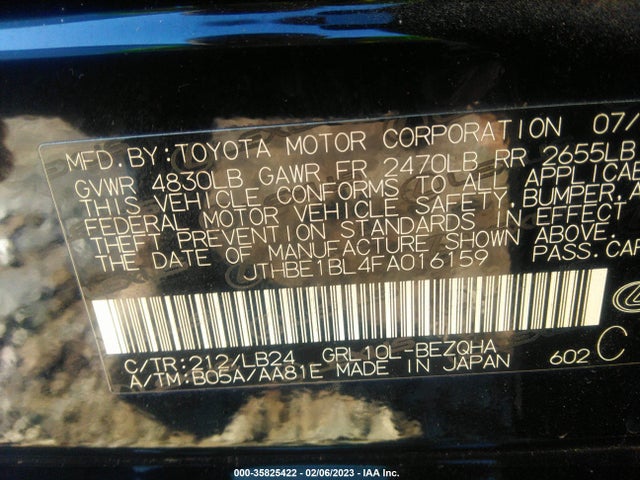 2015 Lexus GS, VIN: JTHBE1BL4FA016159