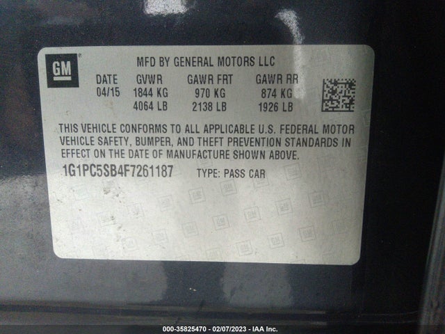 Chevrolet CRUZE LT 2015 1G1PC5SB4F7261187 Image 10
