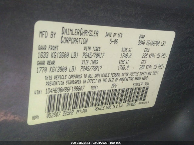 Dodge Durango Sxt 2006 1D4HB38N86F188807 Image 10