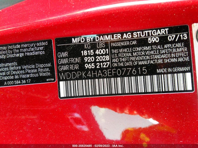 2014 Mercedes-Benz SLK-Class, VIN: WDDPK4HA3EF077615