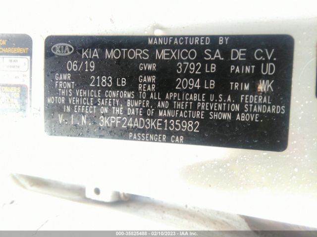 3KPF24AD3KE135982 KIA Forte Lxs